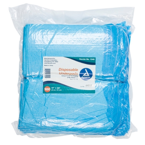 Disposable Underpad Dynarex? 17 X 24 Inch Fluff Light Absorbency (BG)
