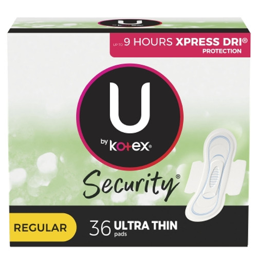 Feminine Pad U by Kotex Security Ultra Thin with Wings Regular Absorbency (PK)