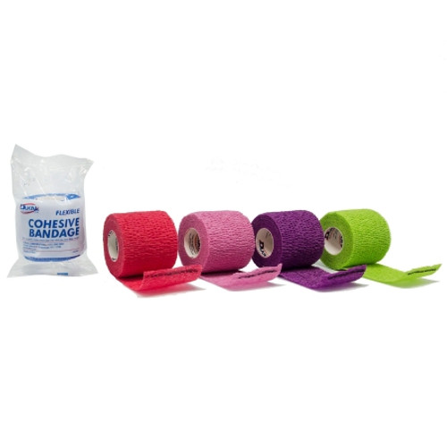 Cohesive Bandage Dukal* 2 Inch X 5 Yard Self-Adherent Closure Assorted Colors NonSterile Standard Compression (BX)