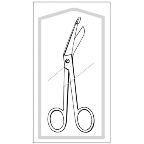 Bandage Scissors Econo Sterile* Lister 5 Inch Length Floor / Office Grade Pakistani Stainless Steel Sterile Finger Ring Handle Angled Blunt Tip / Blunt Tip (EA)
