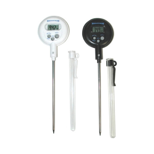 Digital Laboratory Thermometer Marathon Fahrenheit / Celsius 14? to 392?F (-10? to +200?C) Stainless Steel Probe Free-standing Battery Operated (EA)