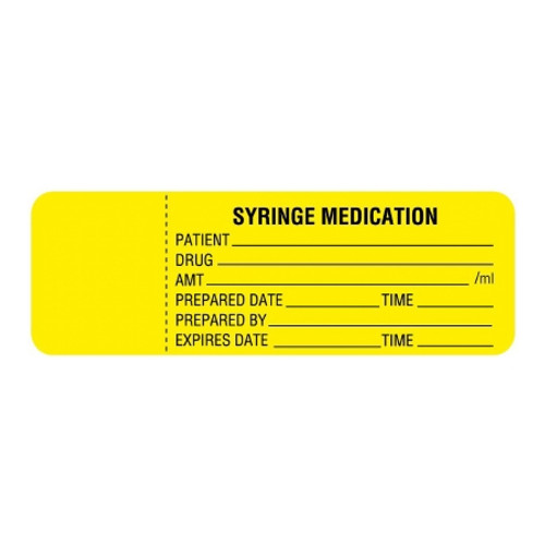 Pre-Printed Label UAL* Anesthesia Label Yellow Paper Syringe Medication Patient_Drug_Amt_ Black Syringe Label 1 X 3 Inch (RL)