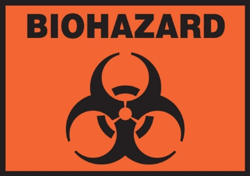 Pre-Printed Label Accuform Signs Caution Label Black / Orange Vinyl Biohazard w/Sign Black Biohazard 3-1/2 X 5 Inch (PK)