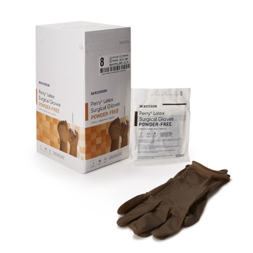 Surgical Glove McKesson Perry? Size 8 Sterile Latex Standard Cuff Length Smooth Brown Not Rated (CS)