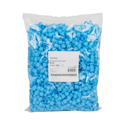 McKesson Tube Closure Polyethylene Flanged Plug Cap Blue 16 mm For Use with 16 mm Blood Drawing Tubes, Glass Test Tubes, Plastic Culture Tubes NonSterile (BG)