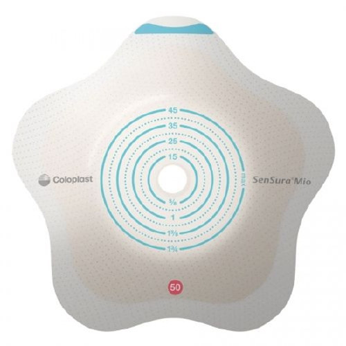 Ostomy Barrier SenSura? Mio Convex Flip Trim to Fit, Extended Wear Elastic Adhesive 60 mm Flange Blue Code System 3/8 to 2-1/8 Inch Opening (BX)
