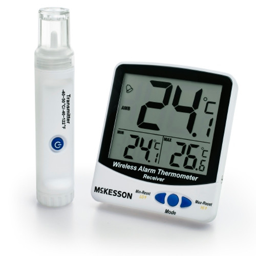 Digital Refrigerator / Freezer Thermometer with Alarm McKesson Fahrenheit / Celsius -58? to +158?F (-50? to +70?C) External Bottle Sensor, -40? to +122?F (-40? to +50?C) Wireless Bottle Sensor Internal Sensor / 2 Bottle Probes Flip-out Stand / Wal... Digital Refrigerator / Freezer Thermometer with Alarm McKesson Fahrenheit / Celsius -58? to +158?F (-50? to +70?C) External Bottle Sensor, -40? to +122?F (-40? to +50?C) Wireless Bottle Sensor Internal Sensor / 2 Bottle Probes Flip-out Stand / Wal...