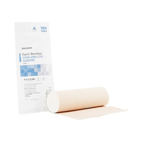 Elastic Bandage McKesson 6 Inch X 5 Yard Single Hook and Loop Closure Tan Sterile Standard Compression (EA)