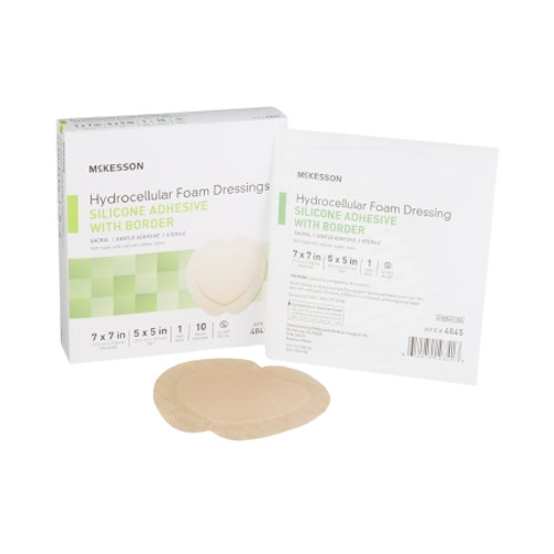 Foam Dressing McKesson 7 X 7 Inch With Border Film Backing Silicone Gel Adhesive Sacral Sterile (EA)