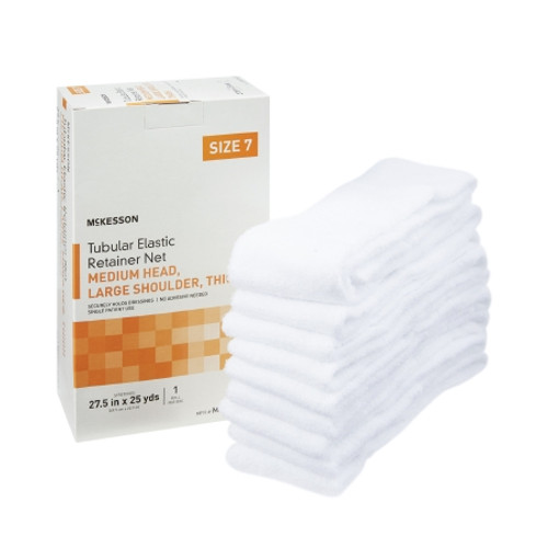 Elastic Net Retainer Dressing McKesson Tubular Elastic 27-1/2 Inch X 25 Yard (69.9 cm X 22.9 m) Size 7 White Medium Head / Large Shoulder / Thigh NonSterile (BX)