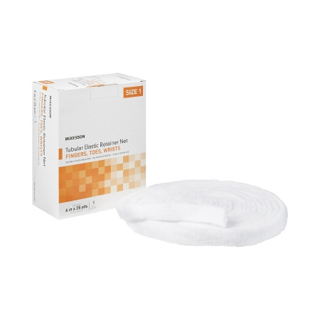 Elastic Net Retainer Dressing McKesson Tubular Elastic 6 Inch X 25 Yard (15.2 cm x 22.9 m) Size 1 White Finger / Toe / Wrist NonSterile (CS)