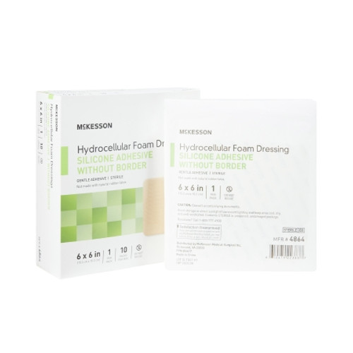 Foam Dressing McKesson 6 X 6 Inch Without Border Film Backing Silicone Gel Adhesive Square Sterile (EA)