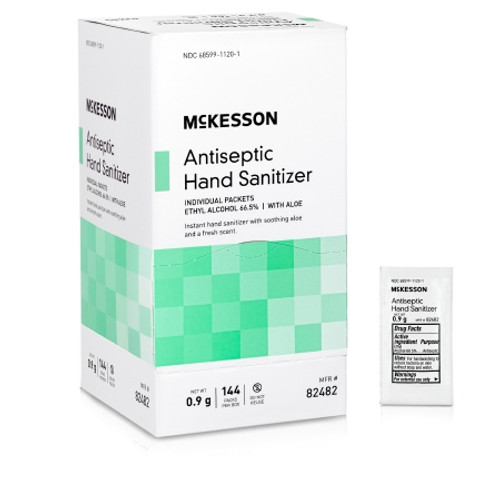 Hand Sanitizer with Aloe McKesson 0.9 Gram Ethyl Alcohol Gel Individual Packet (BX)