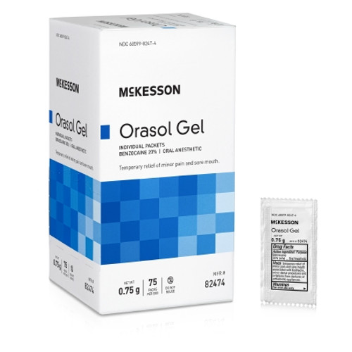Oral Pain Relief McKesson 20% Strength Benzocaine Oral Gel 0.75 Gram (BX)