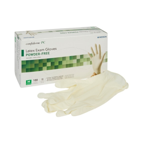 Exam Glove McKesson Confiderm? Medium NonSterile Latex Standard Cuff Length Fully Textured Ivory Not Rated (CS)
