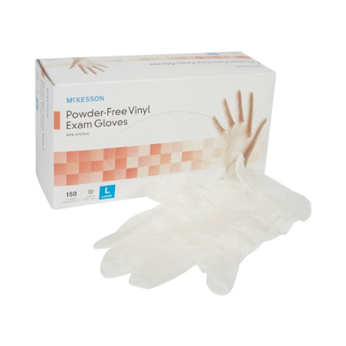 Exam Glove McKesson Large NonSterile Vinyl Standard Cuff Length Smooth Clear Not Rated (CS)