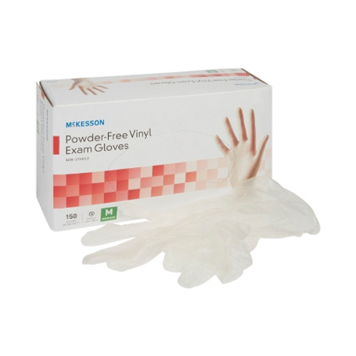Exam Glove McKesson Medium NonSterile Vinyl Standard Cuff Length Smooth Clear Not Rated (BX)