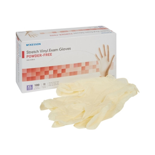 Exam Glove McKesson X-Large NonSterile Stretch Vinyl Standard Cuff Length Smooth Ivory Not Rated (BX)
