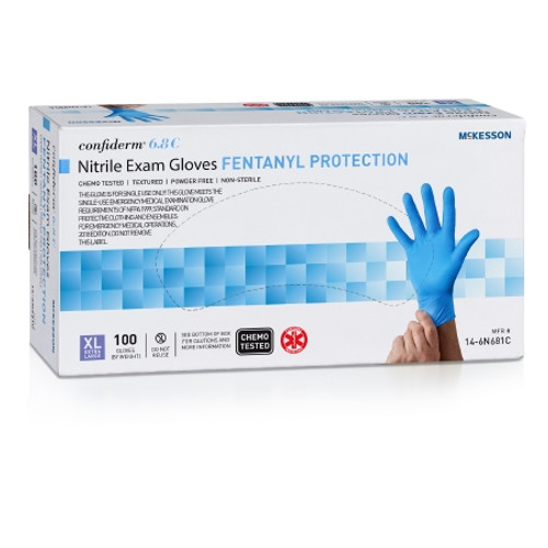 Exam Glove McKesson Confiderm? 6.8C X-Large NonSterile Nitrile Standard Cuff Length Fully Textured Blue Chemo Tested / Fentanyl Tested (BX)