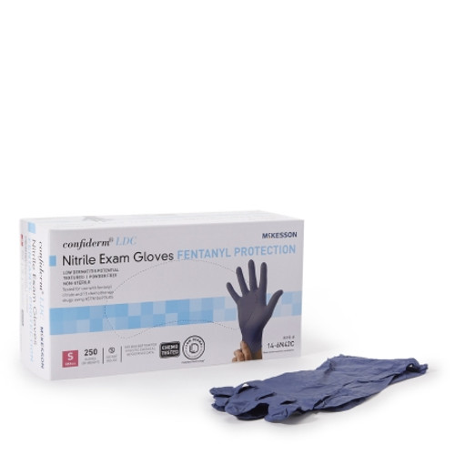 Exam Glove McKesson Confiderm? LDC Small NonSterile Nitrile Standard Cuff Length Fully Textured Blue Chemo Tested / Fentanyl Tested (CS)