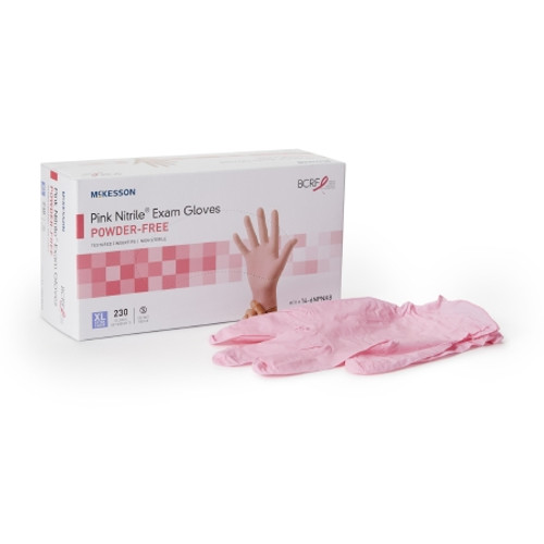 Exam Glove McKesson Pink Nitrile? X-Large NonSterile Nitrile Standard Cuff Length Textured Fingertips Pink Not Rated (BX)