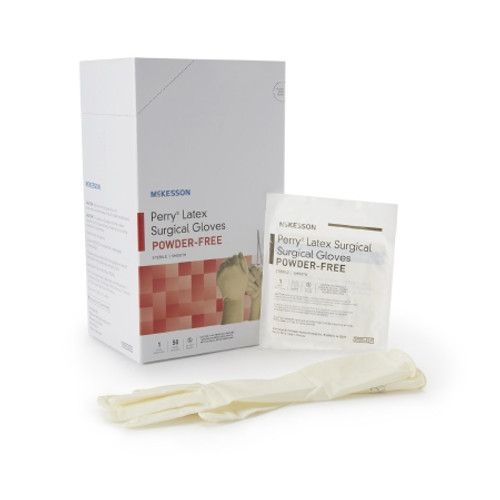 Surgical Glove McKesson Perry? Size 6.5 Sterile Latex Standard Cuff Length Smooth Cream Chemo Tested (CS)