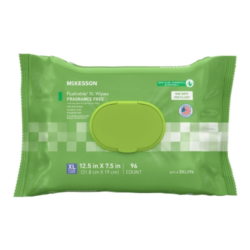 Flushable Personal Wipe McKesson Soft Pack Unscented 96 Count (CS) DXLU96