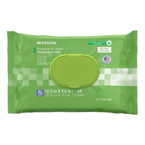 Flushable Personal Wipe McKesson Soft Pack Unscented 48 Count (PK) DXLU48