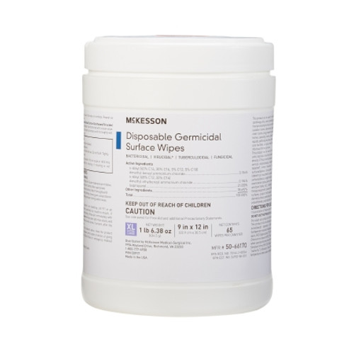 Surface Disinfectant McKesson Premoistened Manual Pull Wipe 65 Count Canister Alcohol Scent NonSterile (BX)