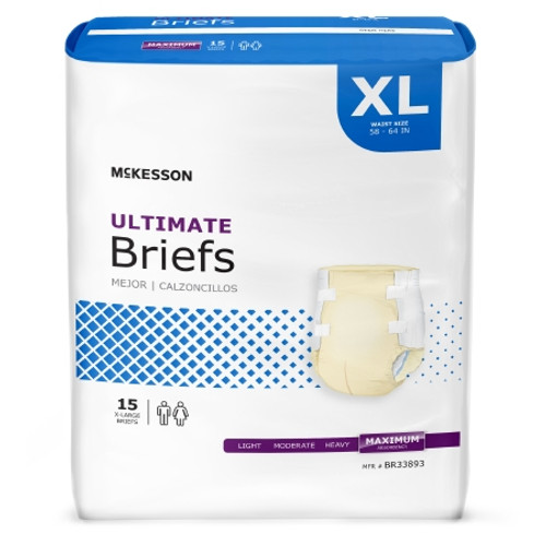 Unisex Adult Incontinence Brief McKesson X-Large Disposable Heavy Absorbency (CS)
