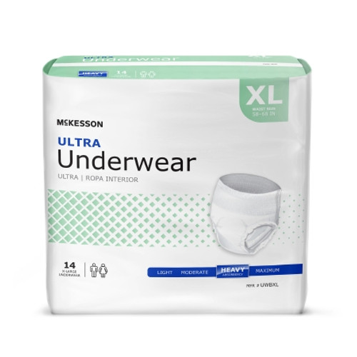Unisex Adult Absorbent Underwear McKesson Ultra Pull On with Tear Away Seams X-Large Disposable Heavy Absorbency (CS)