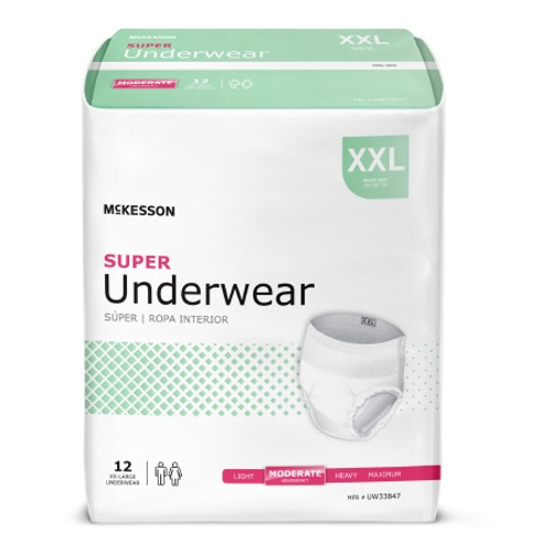 Unisex Adult Absorbent Underwear McKesson Pull On with Tear Away Seams 2X-Large Disposable Moderate Absorbency (CS)