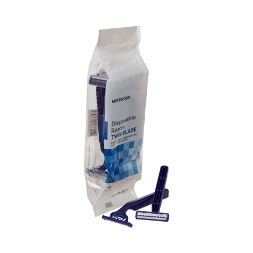 Personal Razor with Lubricating Strip McKesson Single Edge Twin Blade NonSterile Disposable (PK)