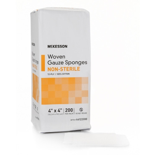 Gauze Sponge McKesson 4 X 4 Inch 12-Ply NonSterile 200 per Pack (BG)