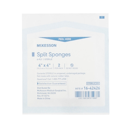 Drain Sponge McKesson 4 X 4 Inch 6-Ply Sterile 2 per Pack (CS)