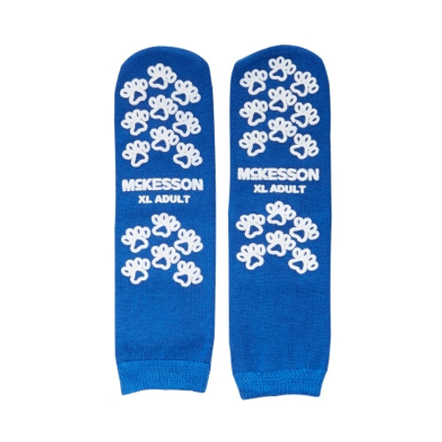 Slipper Socks McKesson Terries* Unisex Adult X-Large Double Tread Single Patient Use Royal Blue (PR)