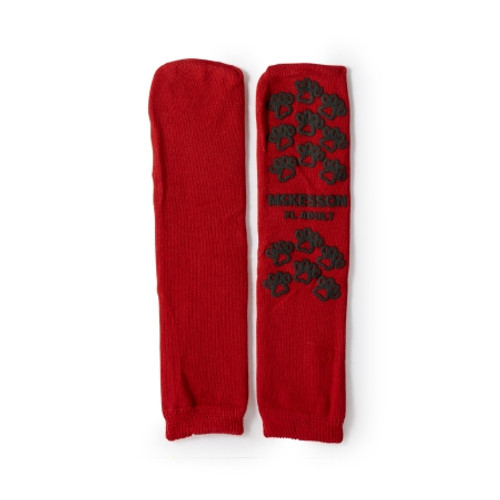 Slipper Socks McKesson Terries* Unisex Adult X-Large Single Tread Single Patient Use Red (CS)