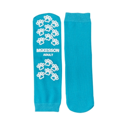 Slipper Socks McKesson Terries* Unisex Adult Large Single Tread Single Patient Use Teal (CS)