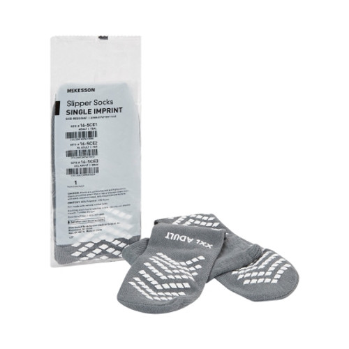 Slipper Socks McKesson Unisex Adult 2X-Large Single Tread Single Patient Use Gray (CS)