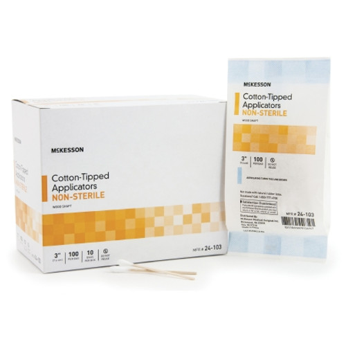 Swabstick McKesson Cotton Tip Wood Shaft 3 Inch NonSterile 100 per Pack (BG)