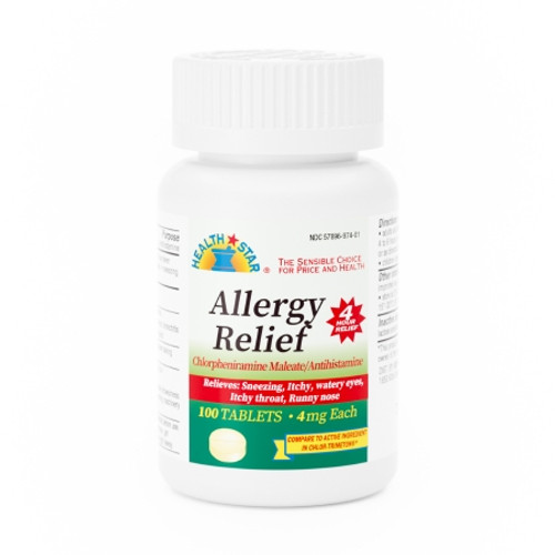 Allergy Relief McKesson Brand 4 mg Strength Tablet 100 per Bottle (CS)