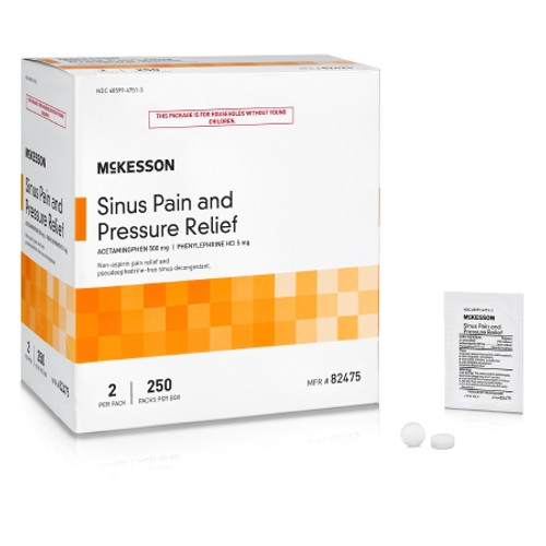Cold and Sinus Relief McKesson Brand 500 mg - 5 mg Strength Tablet 2 per Pack (CS)