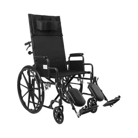 Reclining Wheelchair McKesson Desk Length Arm Swing-Away Elevating Legrest Black Upholstery 20 Inch Seat Width Adult 350 lbs. Weight Capacity (EA)