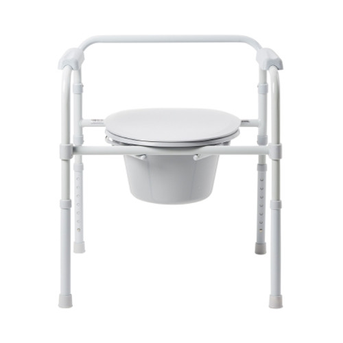 3-in-1 Commode Chair McKesson Fixed Arms Steel Frame Back Bar 13-1/4 Inch Seat Width 350 lbs. Weight Capacity (CS)