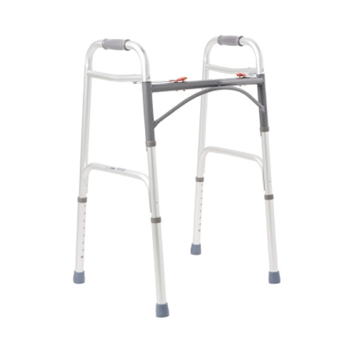 Dual Release Folding Walker Adjustable Height McKesson Aluminum Frame 350 lbs. Weight Capacity 32 to 39 Inch Height (CS)