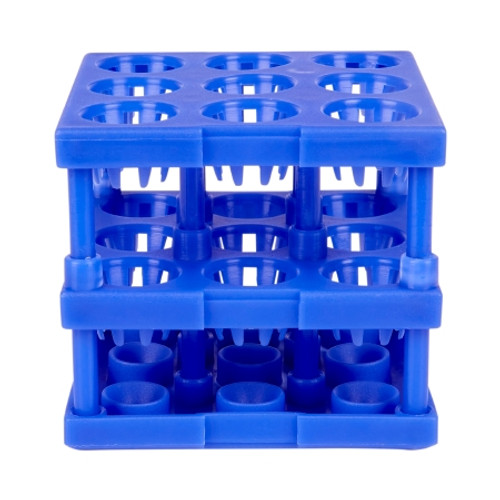 Tube Cube Rack McKesson 9 Place 8 to 16 mm Tube Size Blue 3 X 3 X 3 Inch (EA)