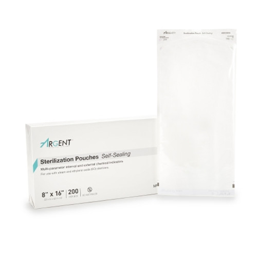 Sterilization Pouch McKesson Argent* Sure-Check? Ethylene Oxide (EO) Gas / Steam 8 X 16 Inch Transparent / Blue Self Seal Paper / Film (CS)