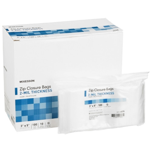 Reclosable Bag McKesson 3 X 5 Inch Polyethylene Clear Zipper Closure (PK)