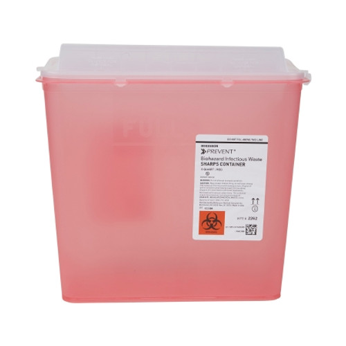 Sharps Container McKesson Prevent? Translucent Red Base 10-3/4 H X 10-1/2 W X 4-3/4 D Inch Horizontal Entry 1.25 Gallon (EA)