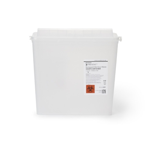 Sharps Container McKesson Prevent? Translucent Base 10-3/4 H X 10-1/2 W X 4-3/4 D Inch Horizontal Entry 1.25 Gallon (CS)